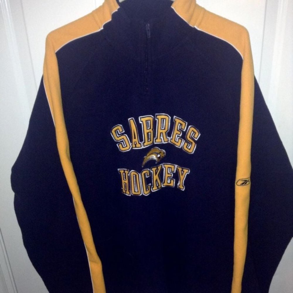 Buffalo Sabres CCM Reebok Face Off 1/4 Fleece Pullover Jacket Size XL